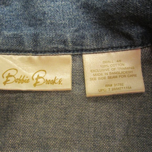 BOBBIE BROOKS DENIM W/FLORAL EMBROIDERED JACKET, SIZE SMALL - Picture 6 of 10